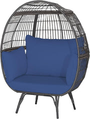 Luxury Oversized Egg Chair Rattan Lounge with Cushions Indoor Outdoor 180kg