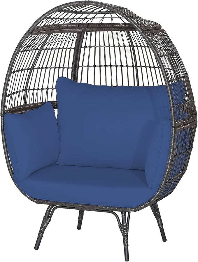 Luxury Oversized Egg Chair Rattan Lounge with Cushions Indoor Outdoor 180kg