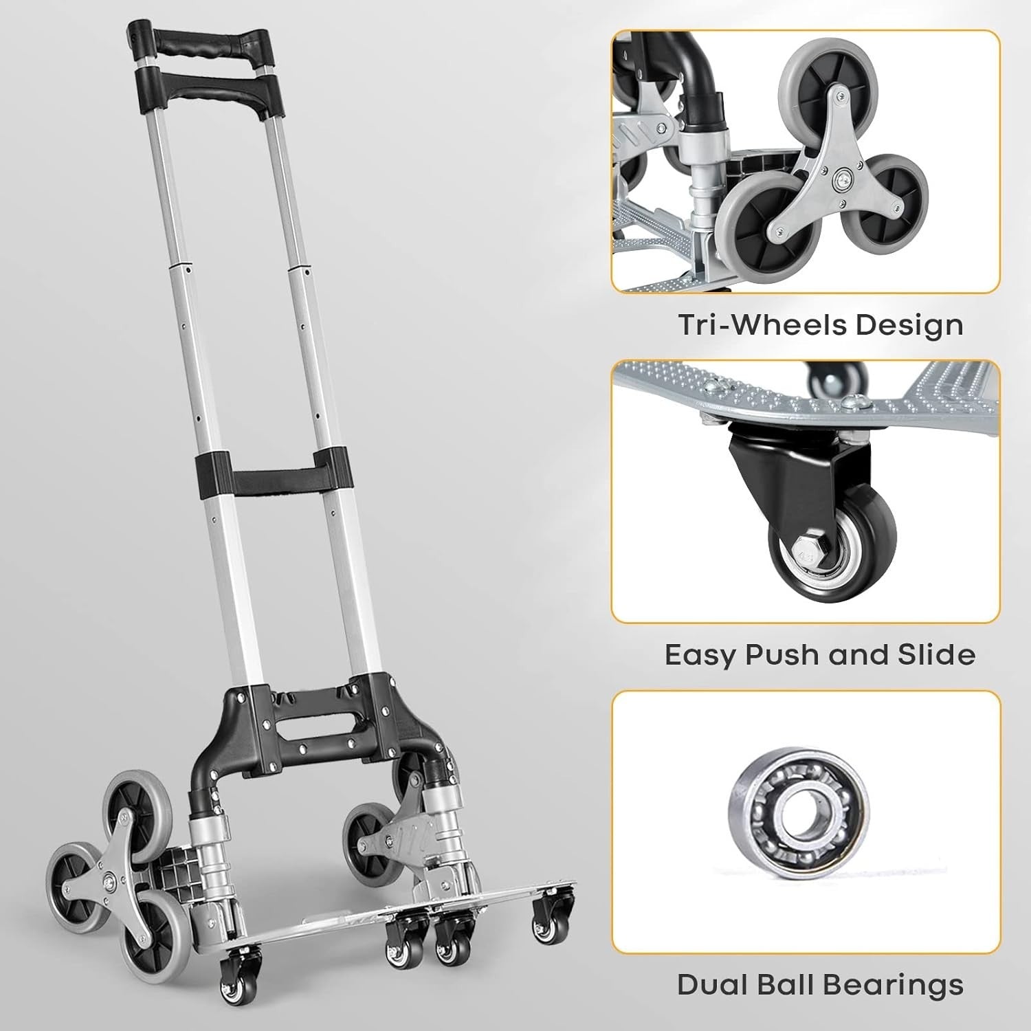 Folding Stair Climbing Hand Truck 80kg 10 Wheel Adjustable Handle Trolley