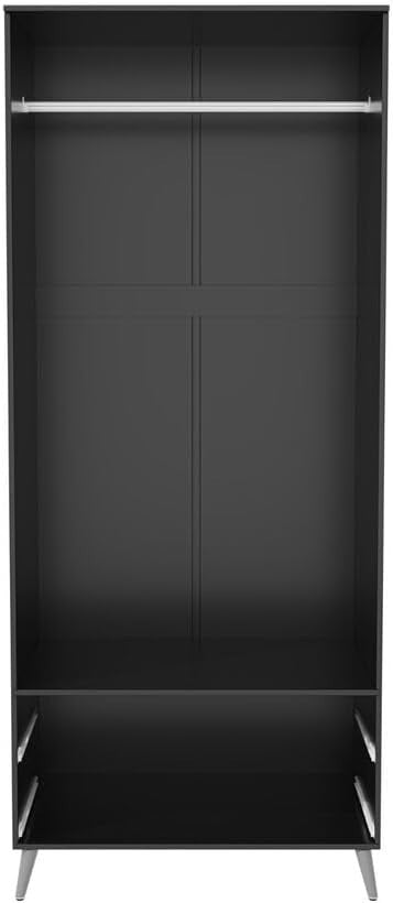 Modern Grey 2 Door Wardrobe with 2 Drawers – Space-Saving Bedroom Storage