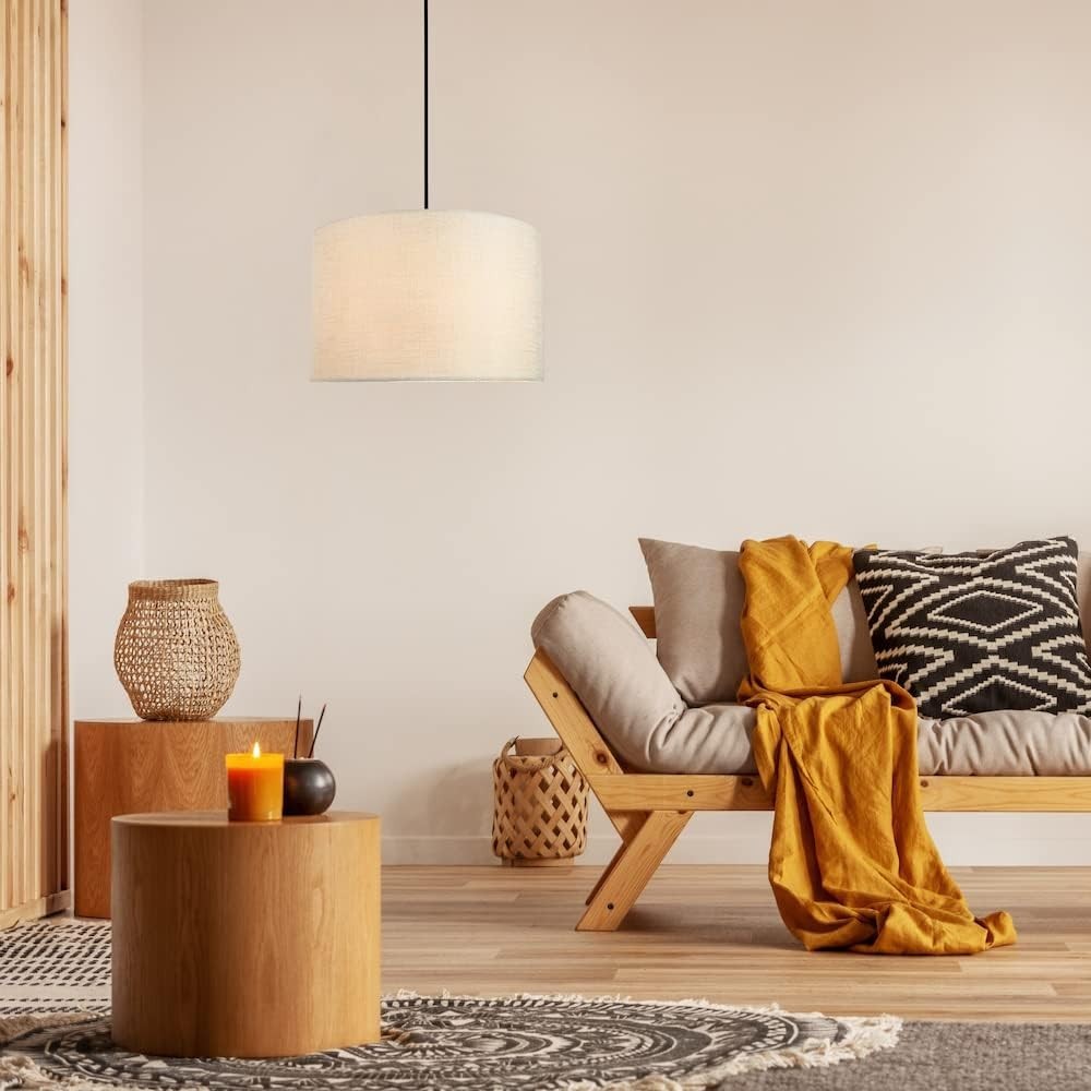 Cream Linen Drum Lampshade 35cm Table Floor Pendant Light Shade