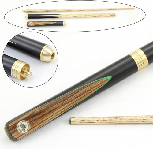 55in Snooker Pool Cue 8.5mm Tip Ash Shaft 3pc Ebony Zebrano Quick Joint