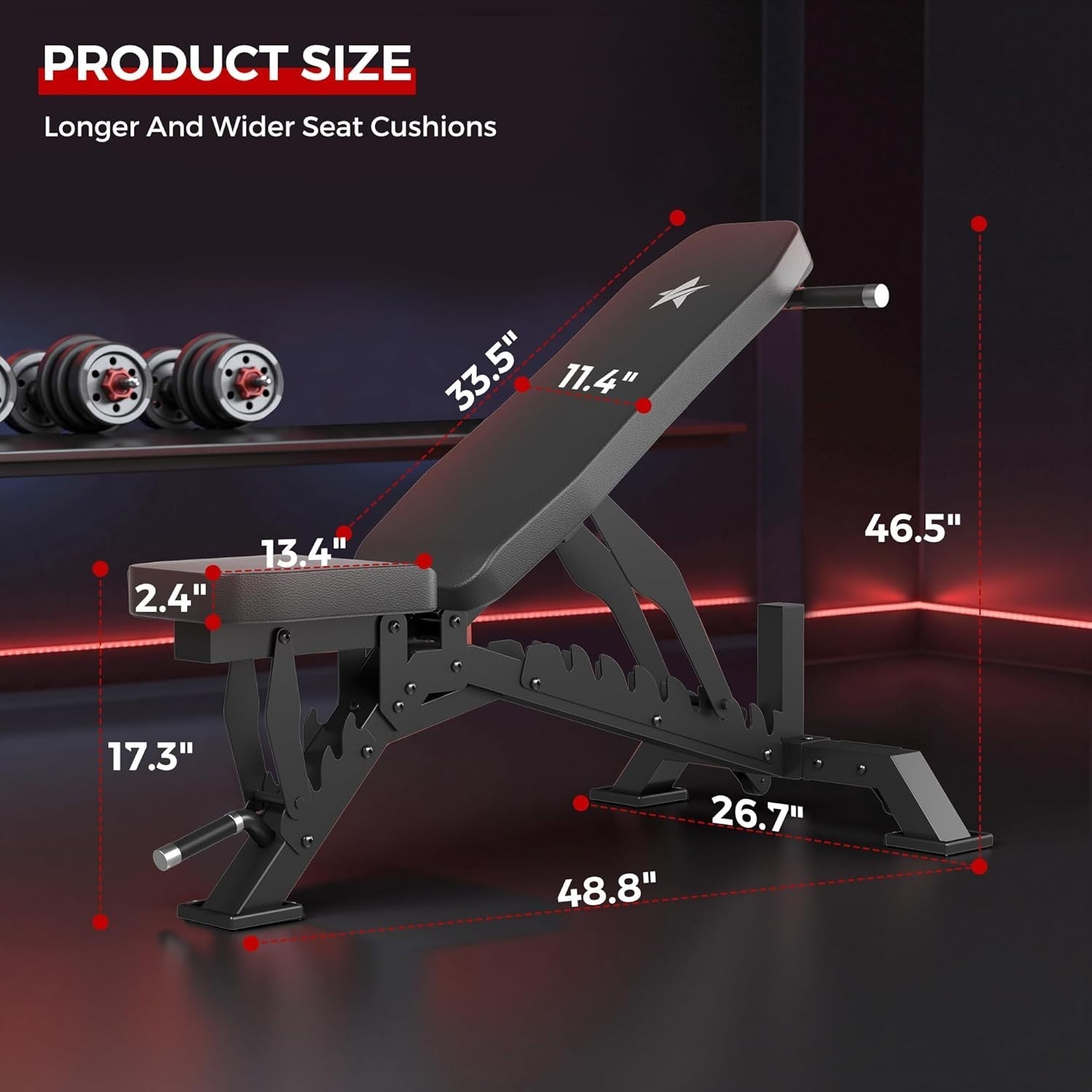 1300lb Adjustable Weight Bench Incline Decline Flat Home Gym