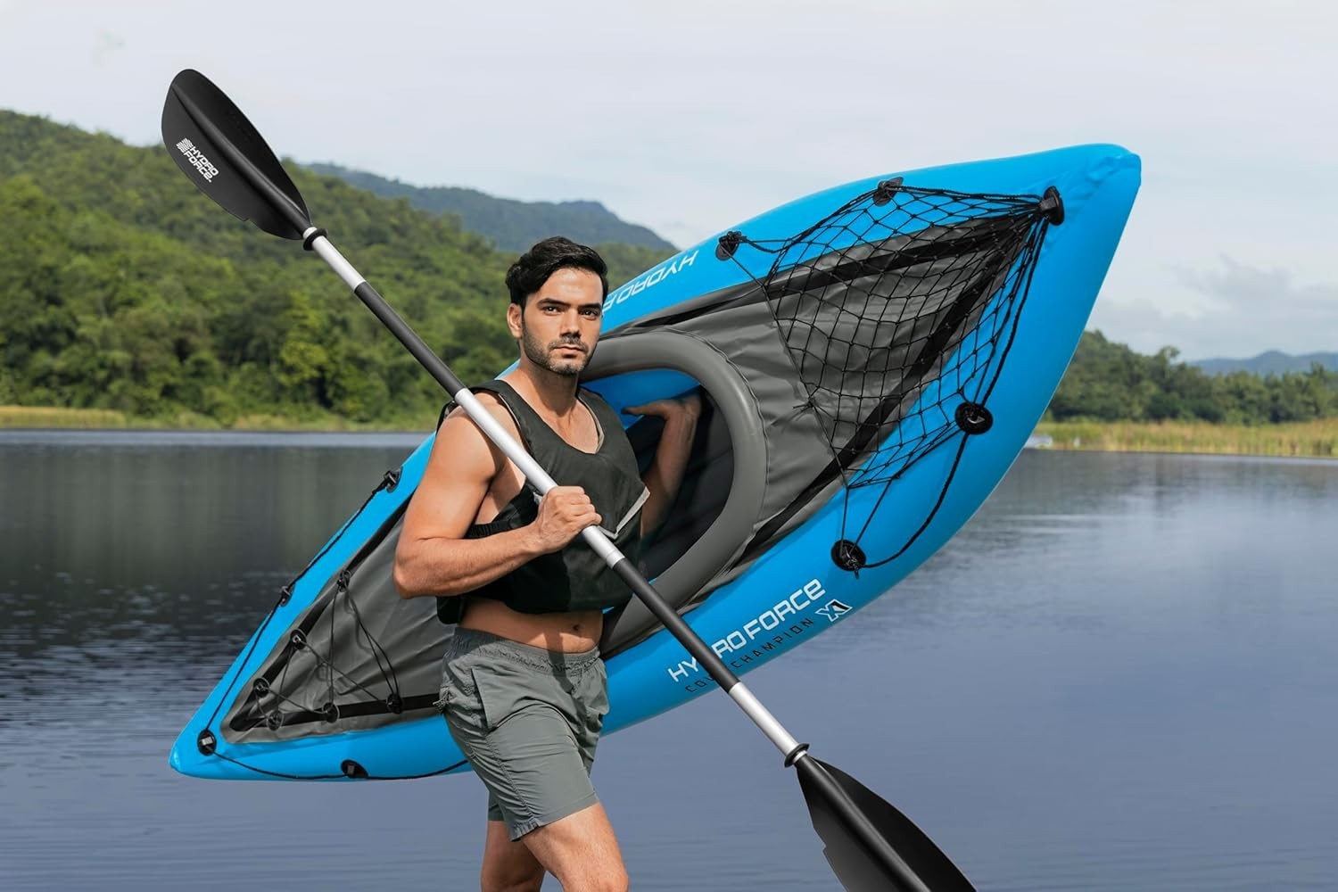 1 Person Inflatable Kayak Set w/ Paddle Pump Seat Bag Blue