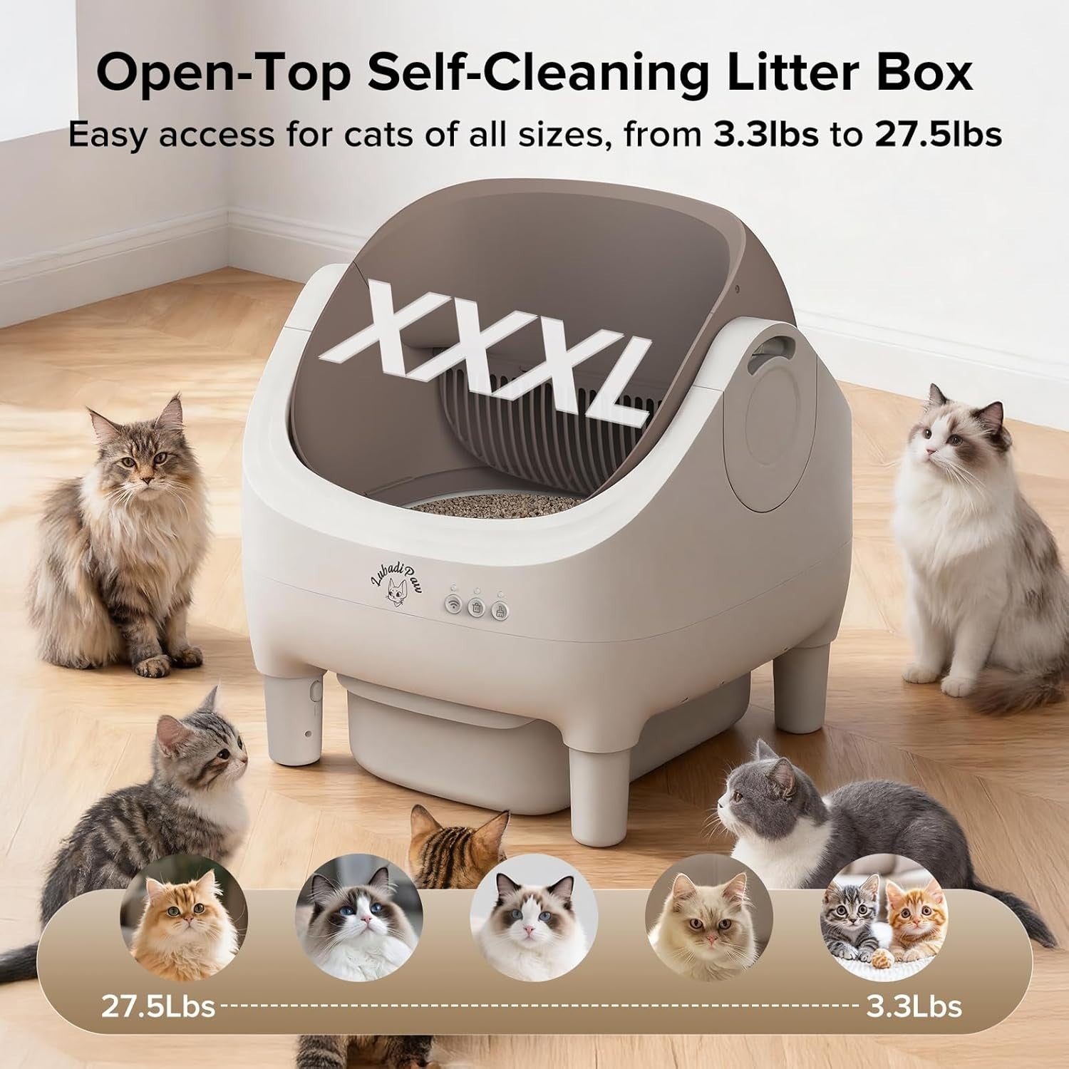 Self Cleaning Cat Litter Box Smart App Control 78L Odor Removal Auto