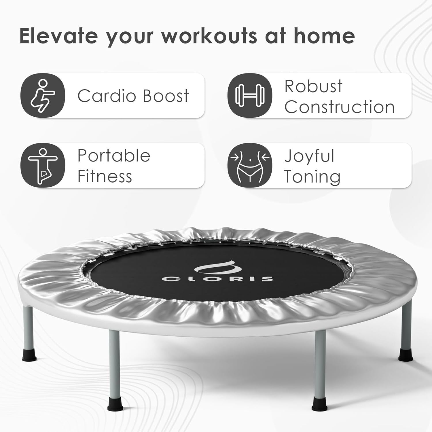36'' Fitness Rebounder Trampoline Foldable with Adjustable Handle Indoor