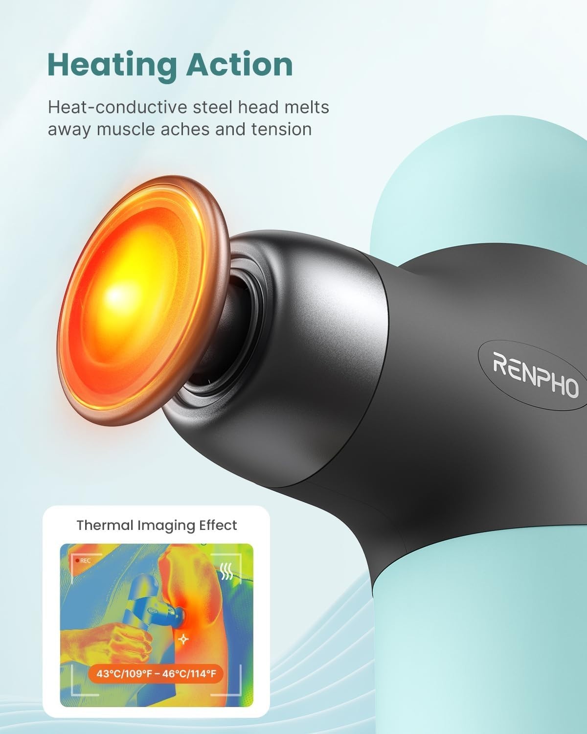 Mini Massage Gun with Heat Deep Tissue Quiet Portable Muscle Pain Relief Mint