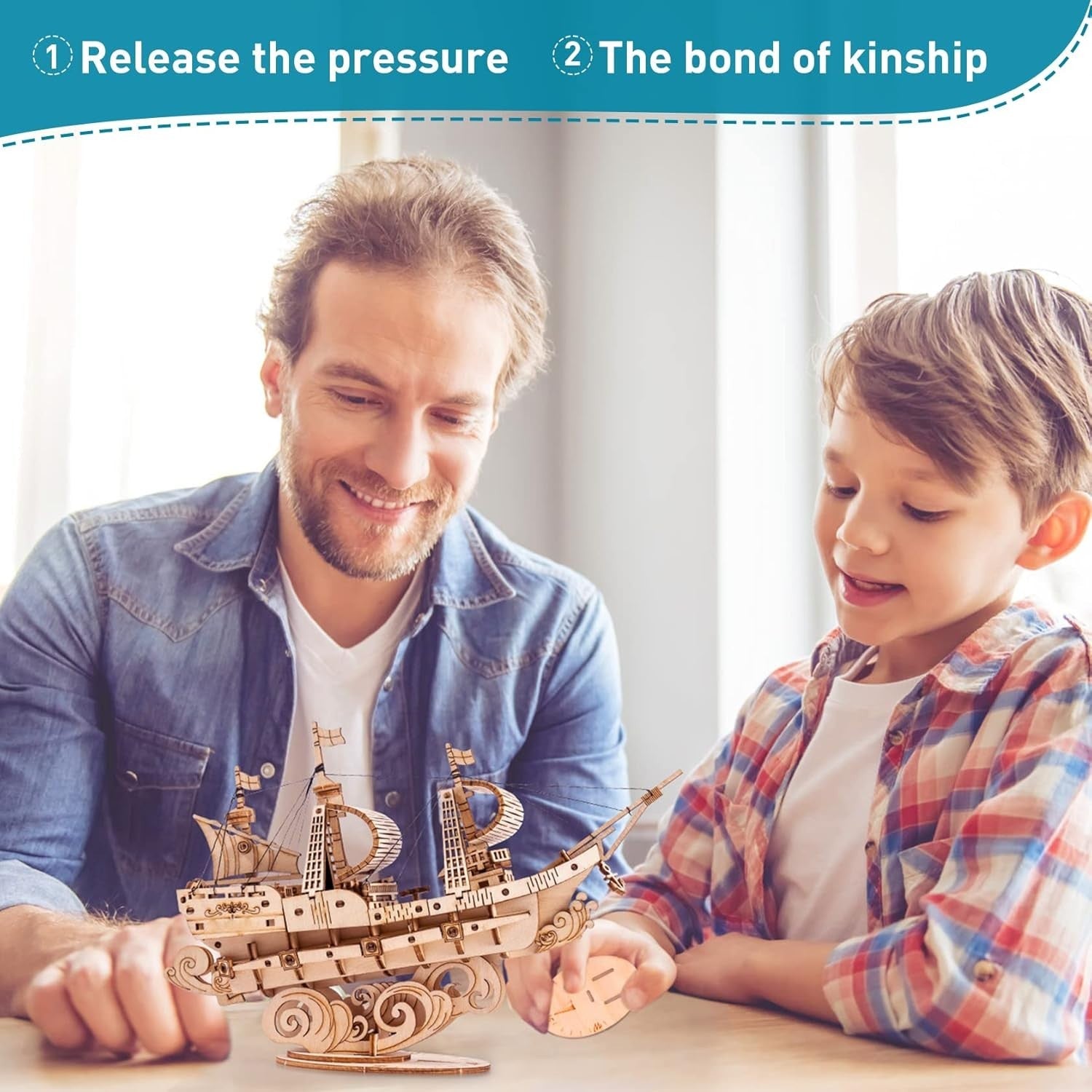 3D Wooden Boat Puzzle DIY Model Kit for Kids & Adults - Brain Teaser Toy