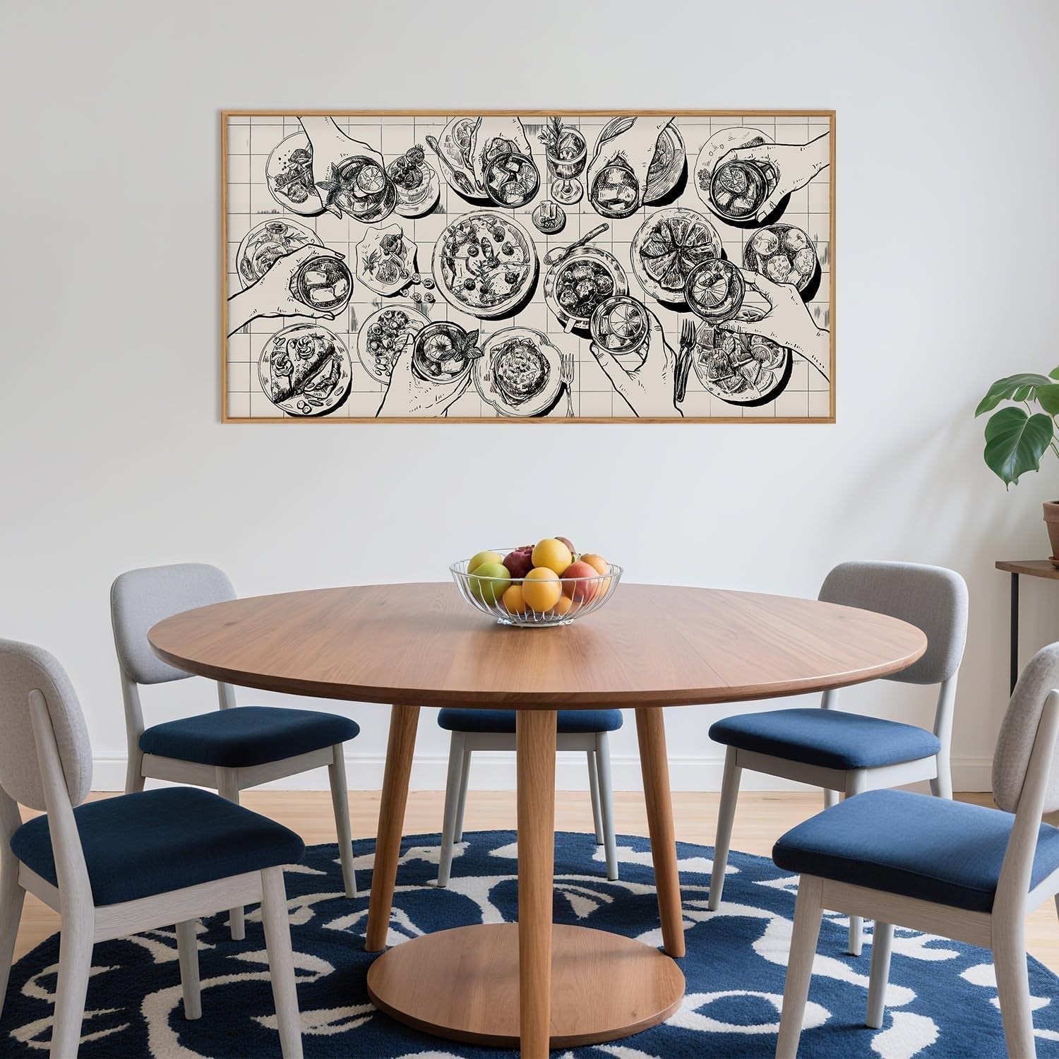 Black White Food Sketch Canvas Wall Art Retro Kitchen Dining Room Print 20x40