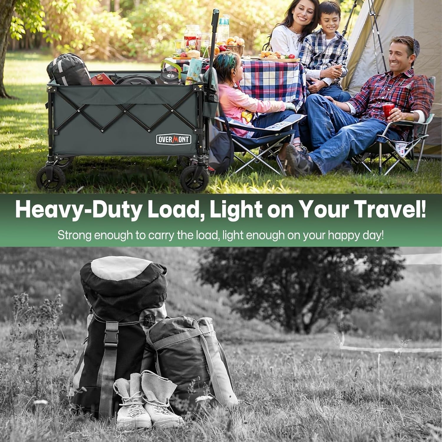 Grey Heavy Duty Folding Camping Wagon 150kg All Terrain Festival Garden Trolley