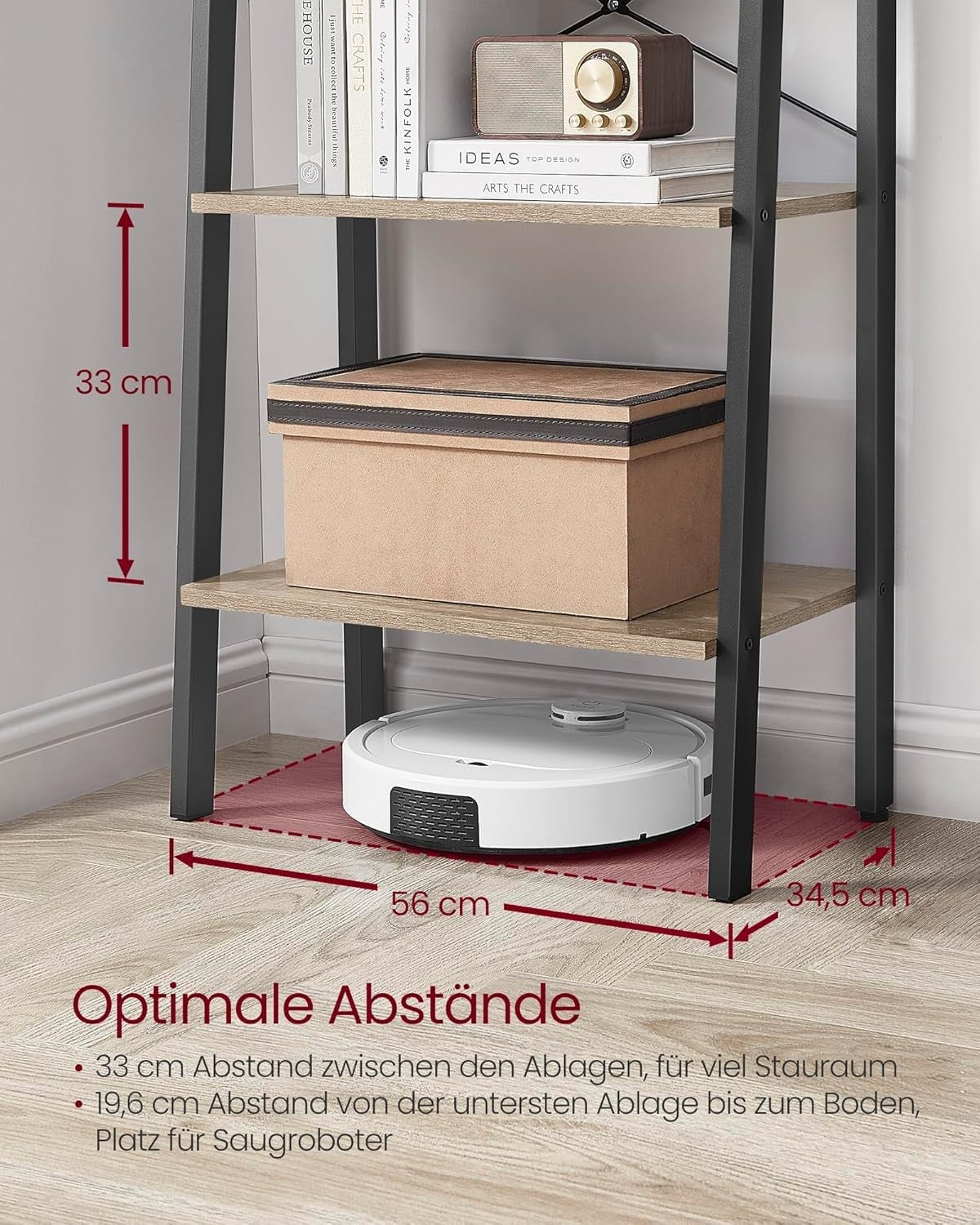 5-Tier Industrial Ladder Shelf Bookcase Storage Rack Space-Saving Unit