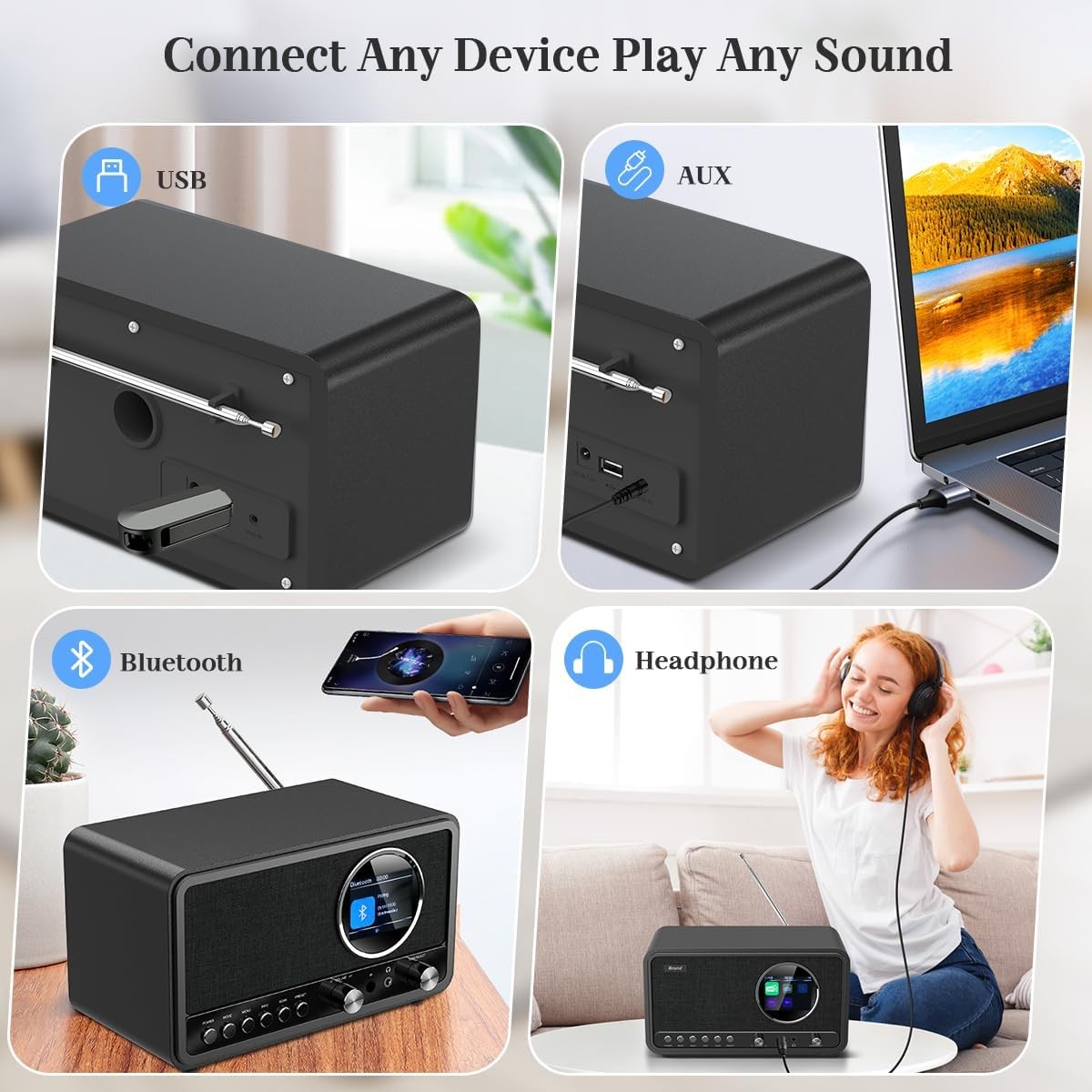 DAB DAB+ FM Digital Radio Bluetooth Alarm Clock Retro Speaker Remote