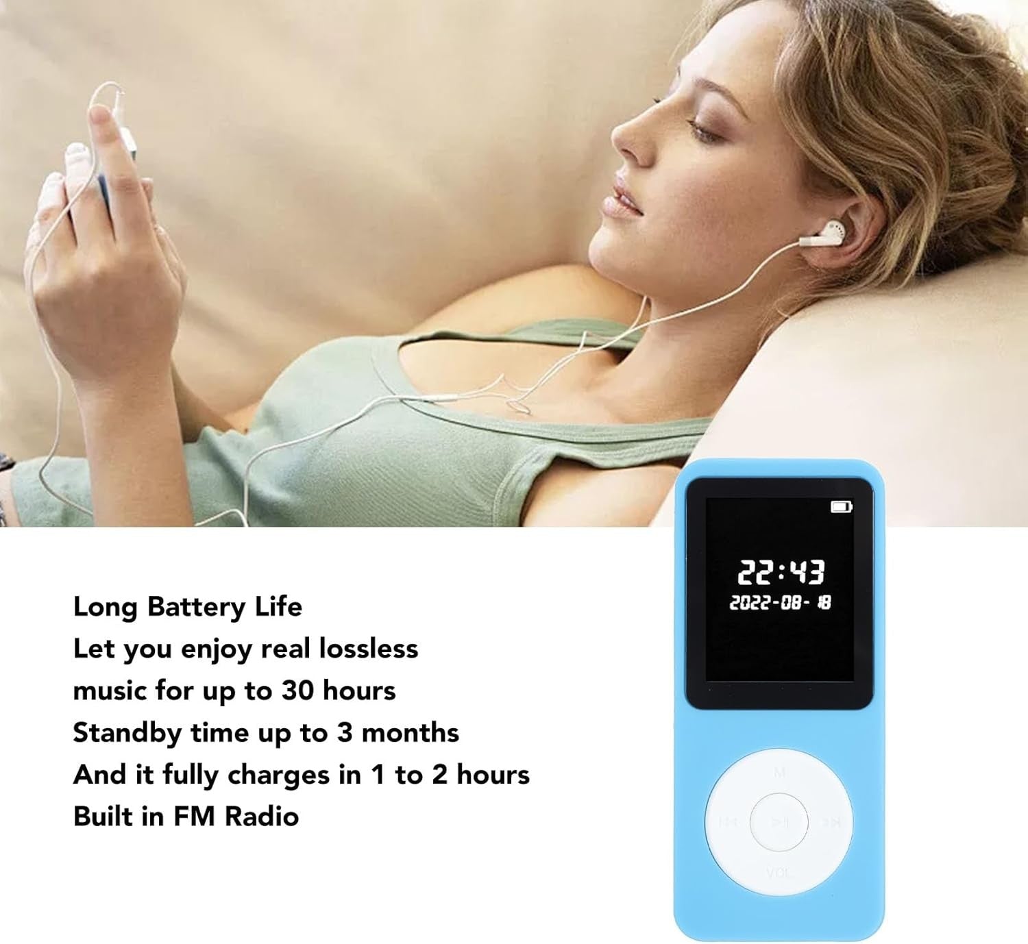 Bluetooth 5.0 8GB 1.77″ LCD MP3 Player for Kids w/ FM Radio & Recorder