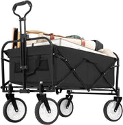 Large Folding Garden Wagon Heavy Duty 176lbs Festival Camping Cart 360° Wheels
