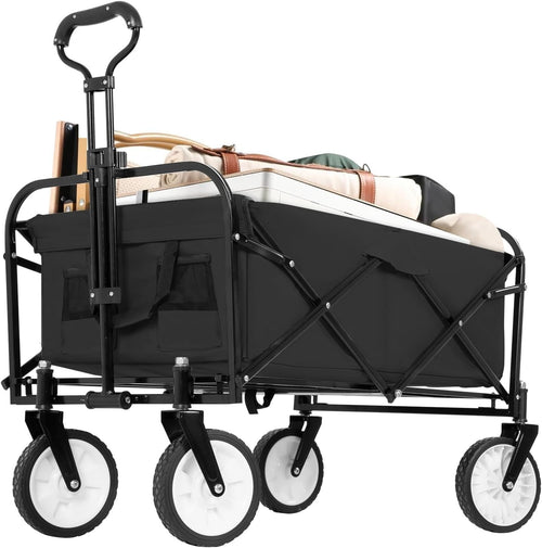 Large Folding Garden Wagon Heavy Duty 176lbs Festival Camping Cart 360° Wheels
