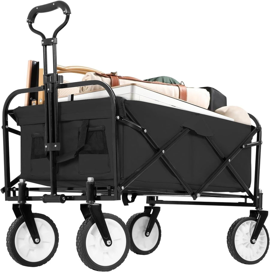 Large Folding Garden Wagon Heavy Duty 176lbs Festival Camping Cart 360° Wheels
