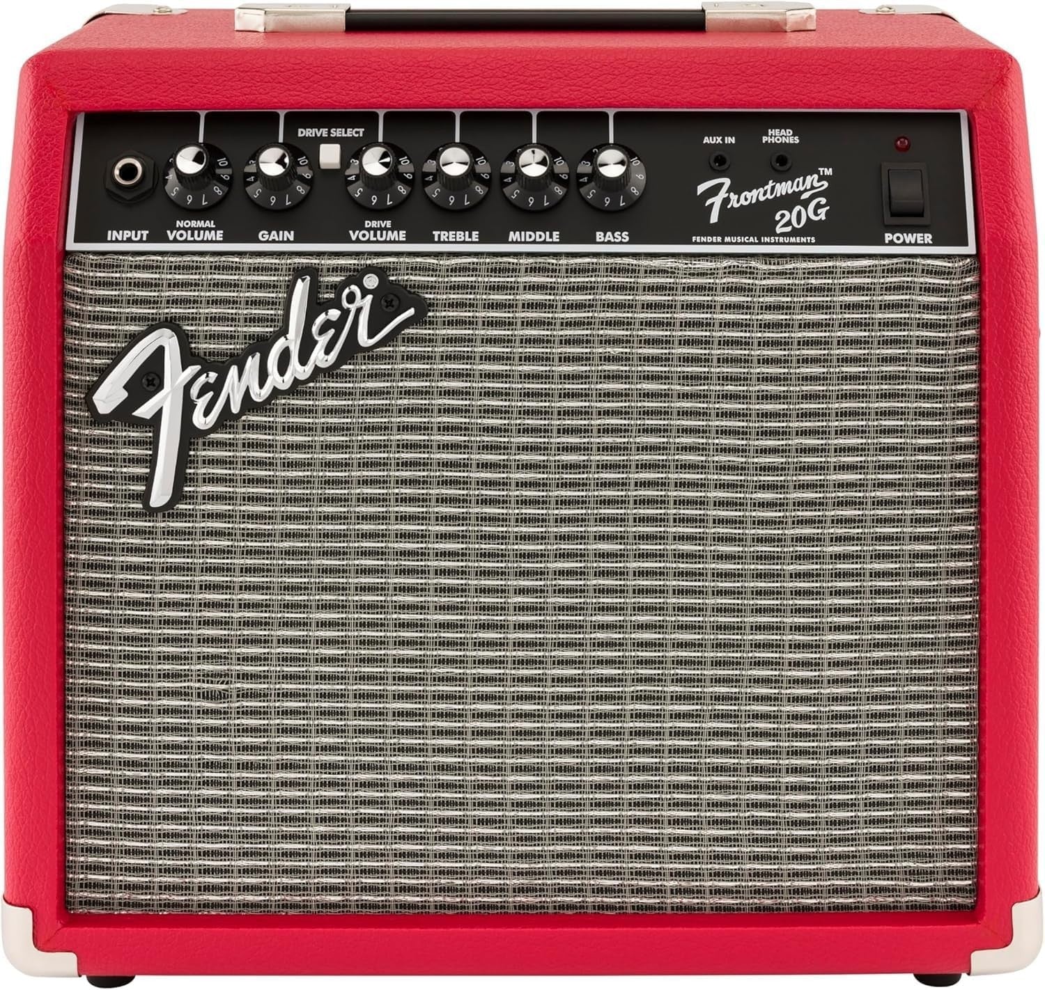 20W Electric Guitar Combo Amp Red Overdrive Headphone AUX Input Portable
