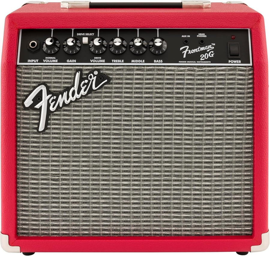 20W Electric Guitar Combo Amp Red Overdrive Headphone AUX Input Portable