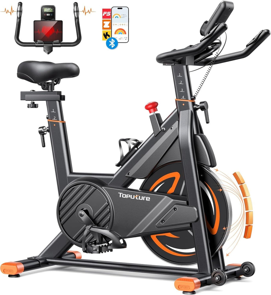 Quiet Magnetic Spin Bike w/ LCD, App, 15kg Flywheel & 350lb Weight Capacity