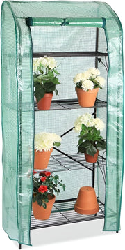 4-Tier Greenhouse with Removable PE Cover & Adjustable Shelves 159×70×40cm