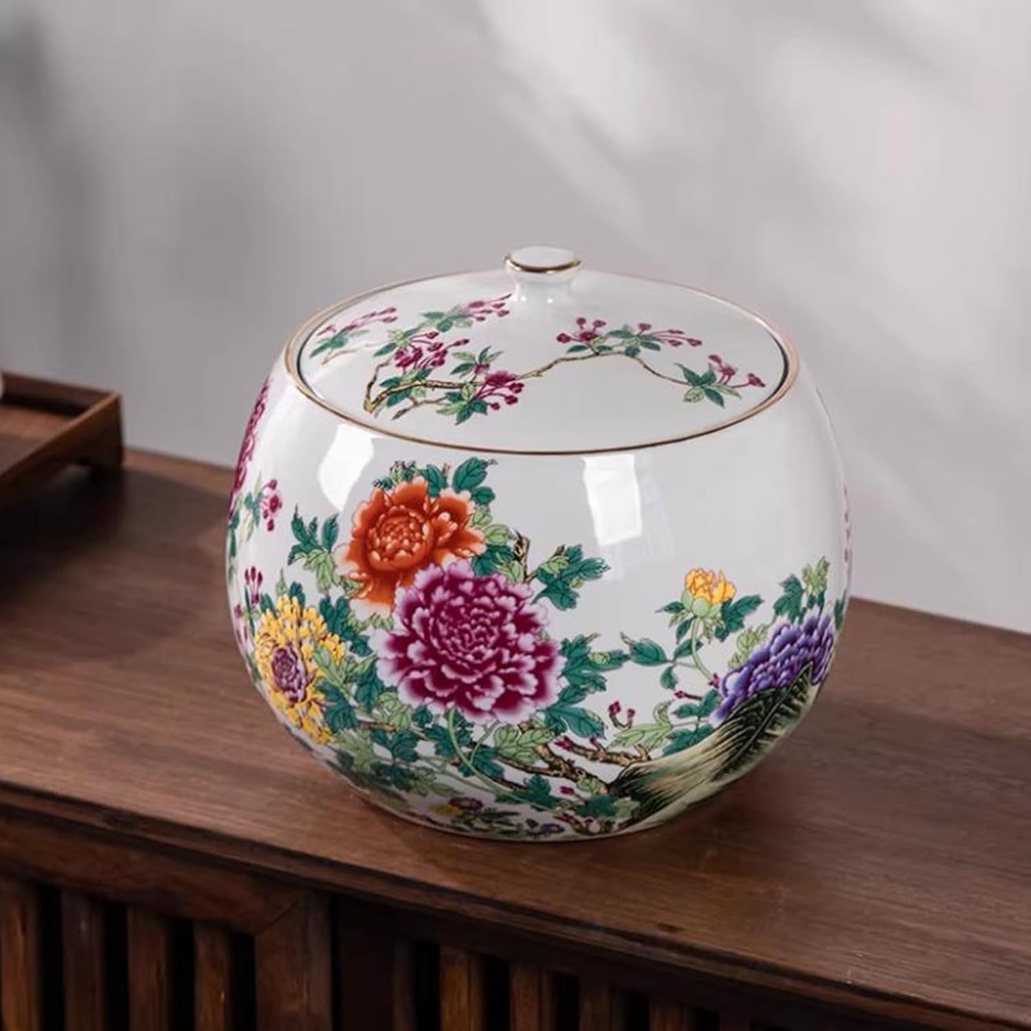 10KG Ceramic Rice Dispenser Sealed Food Storage Jar with Lid