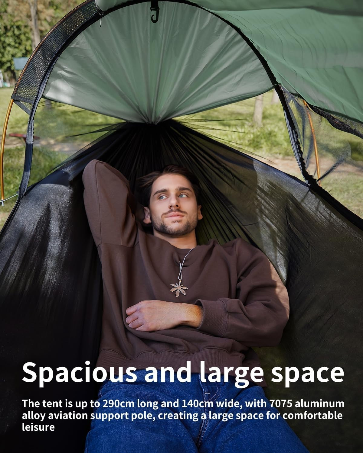 Extra Large Camping Hammock Tent 290x140cm w/ Mosquito Net & Sunshade – 2 Person
