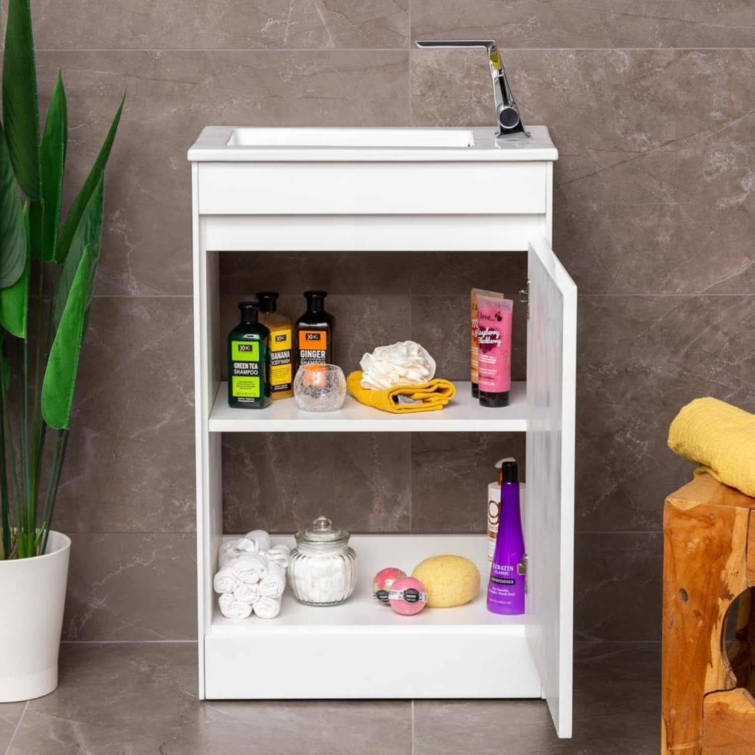 550mm White Gloss Cloakroom Vanity Unit with Ceramic Basin & Soft Close Door