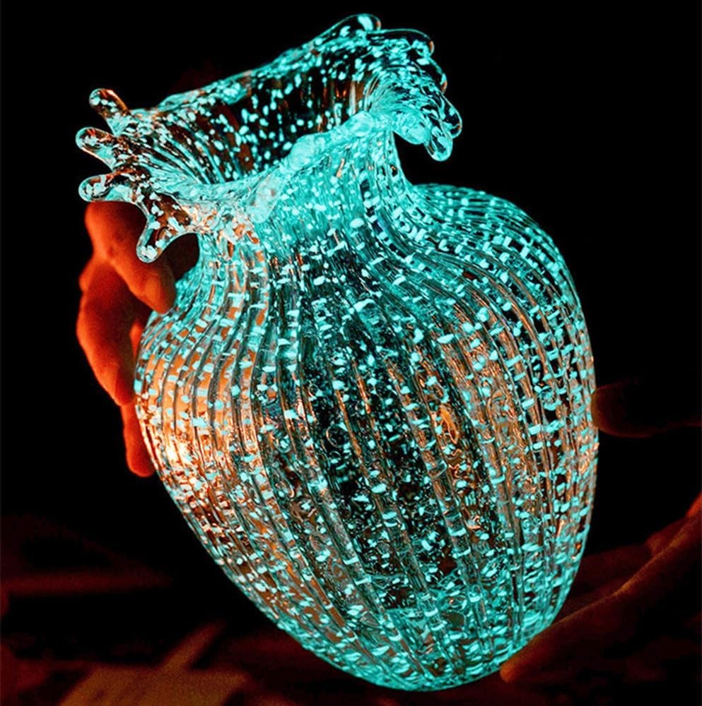 Large Glow Glass Flower Vase Wave Mouth Luminous Home Table Decor