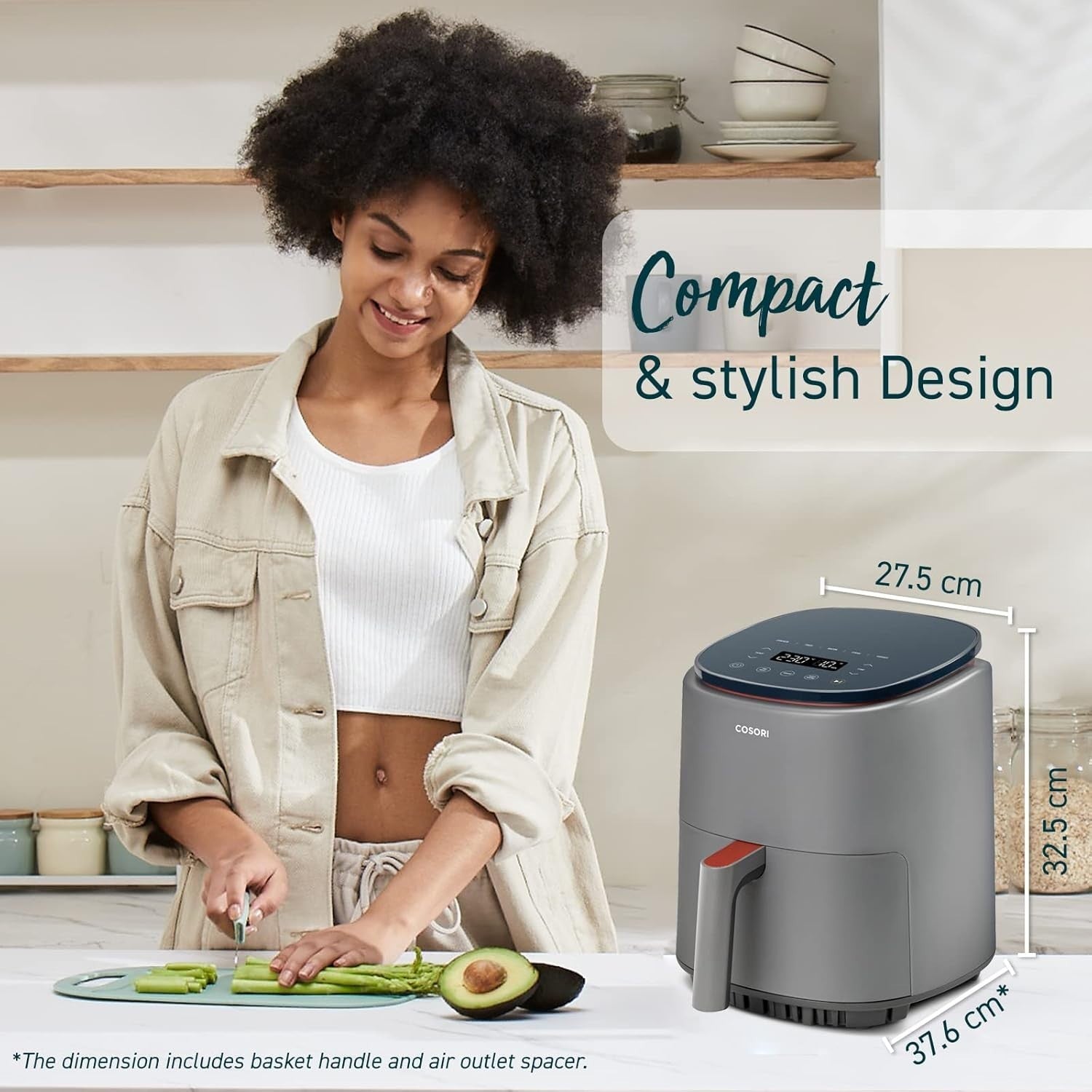 3.8L Smart Air Fryer 1500W App Control 7 Functions 75-230C Dishwasher Safe