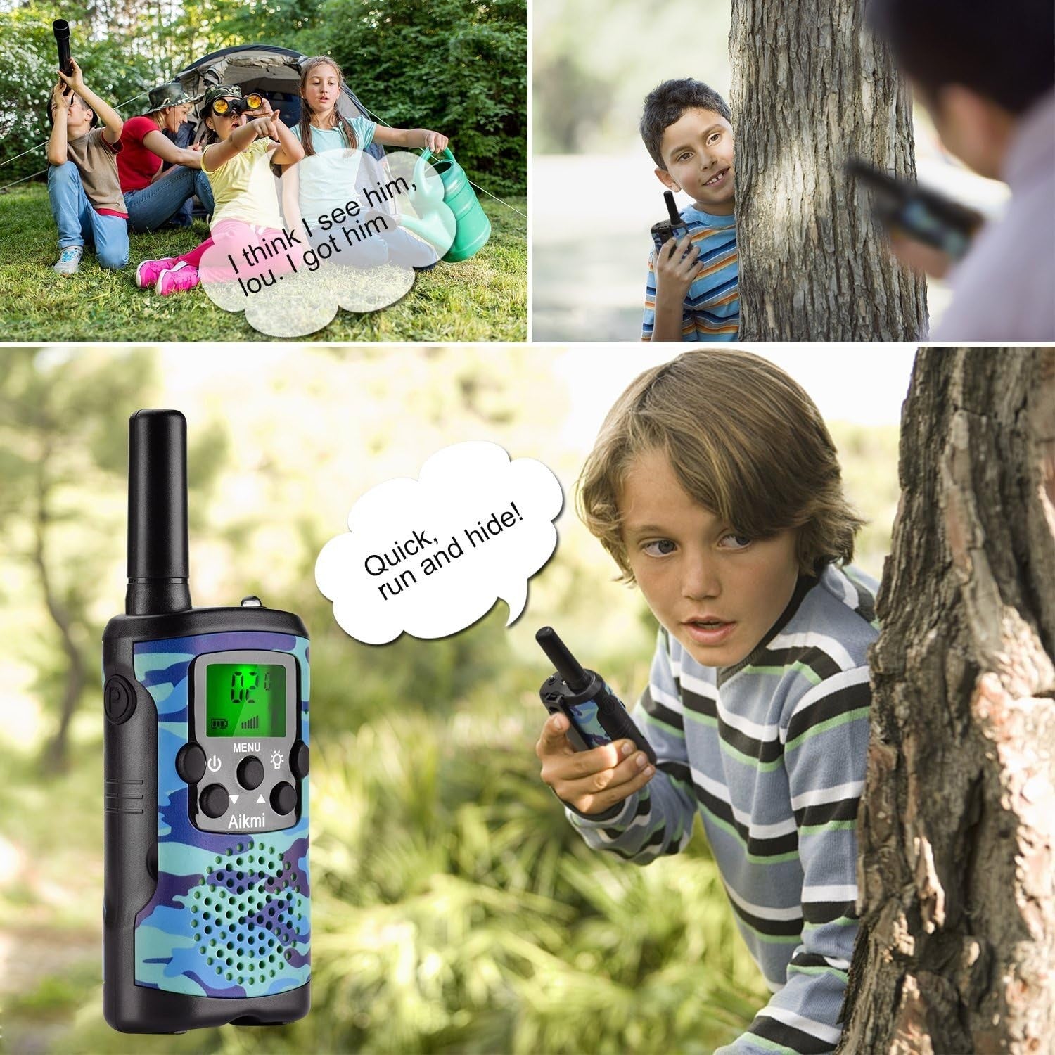 Kids Walkie Talkies 8 Channel 3KM Long Range Outdoor Toy Gift Blue Camo