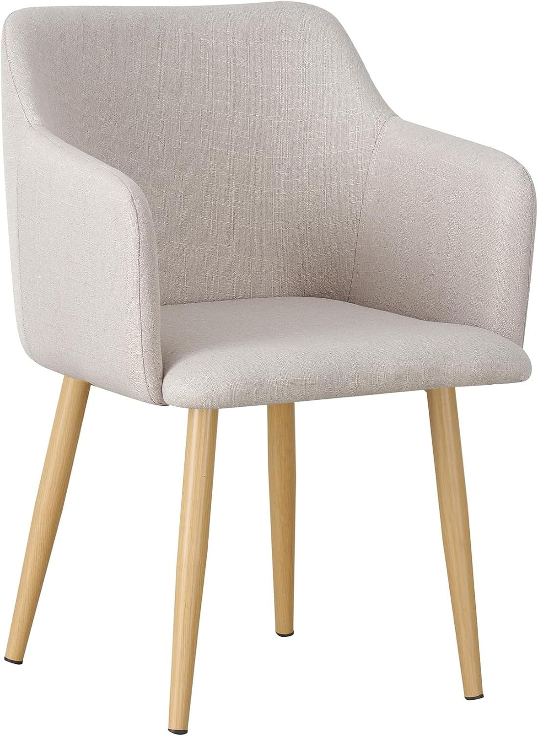 Biege Fabric Tub Chair Wing Back Armchair, Compact Bedroom Vanity Seat