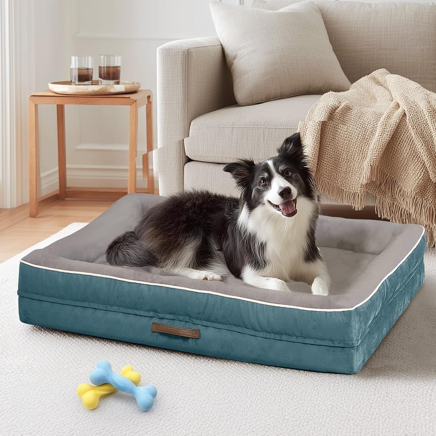XL Orthopedic Dog Bed 117x76cm Waterproof Washable Blue