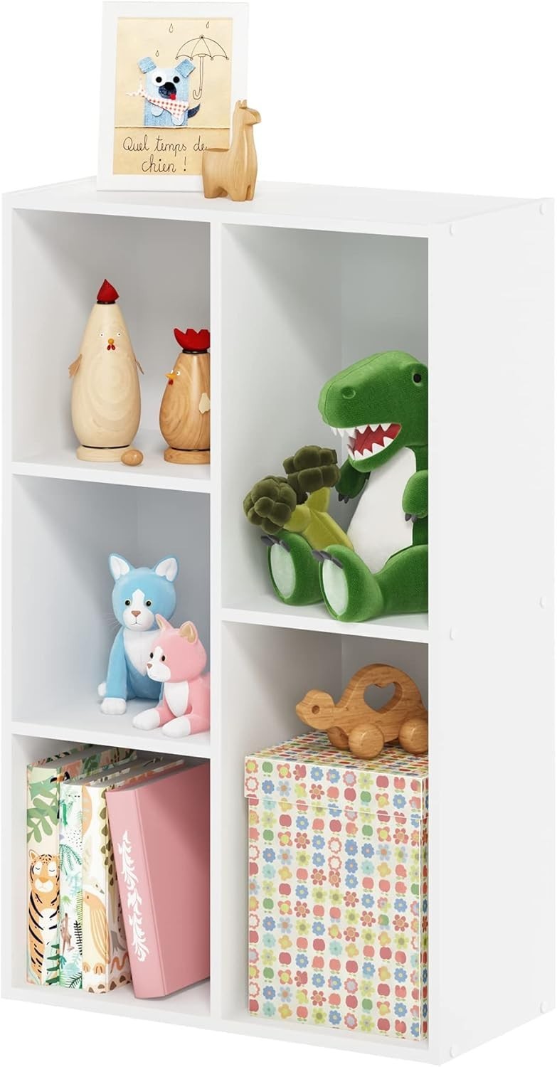 5 Cube No Tool Bookcase Storage Open Shelf Compact Design Organizer White