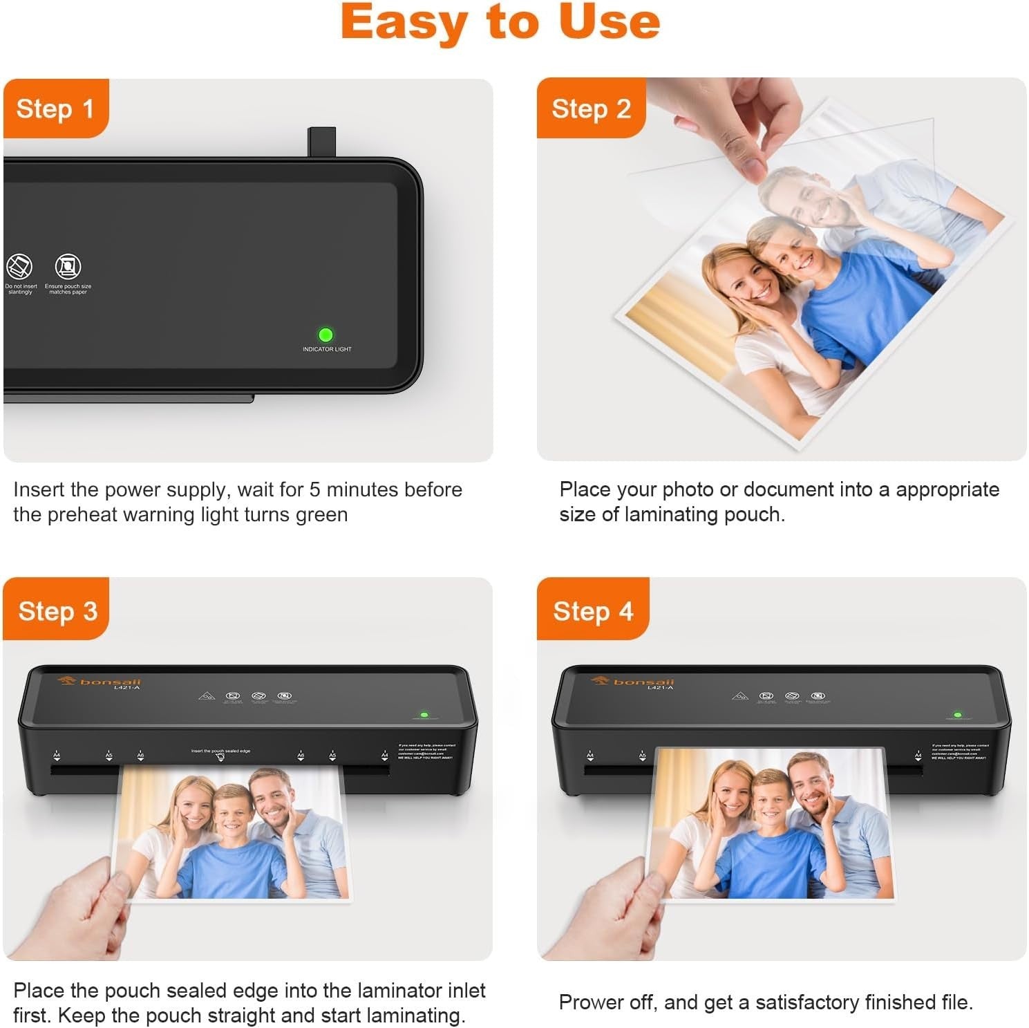 A4 Laminator Machine Compact Fast Jam Release + Starter Pouches