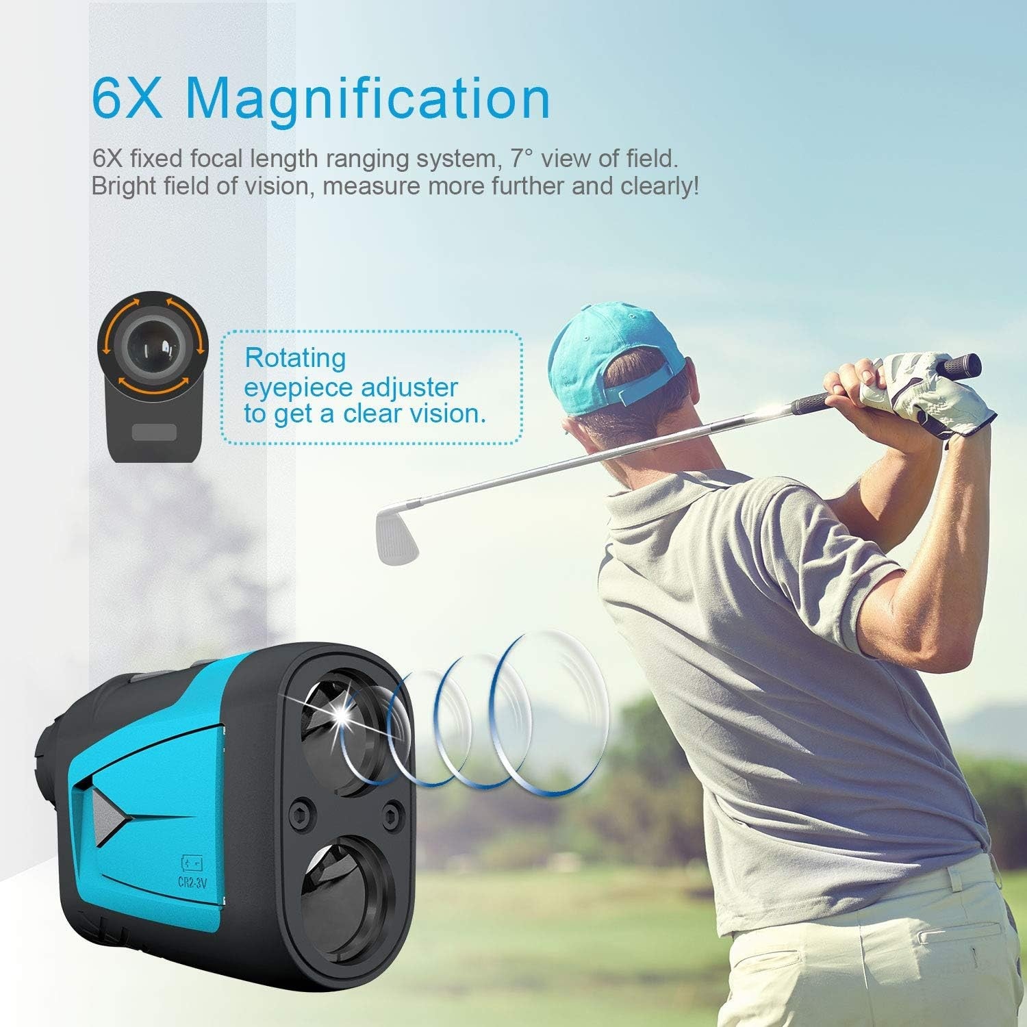 Golf Range Finder 660 Yards Slope Flag Lock Laser Accuracy Compact