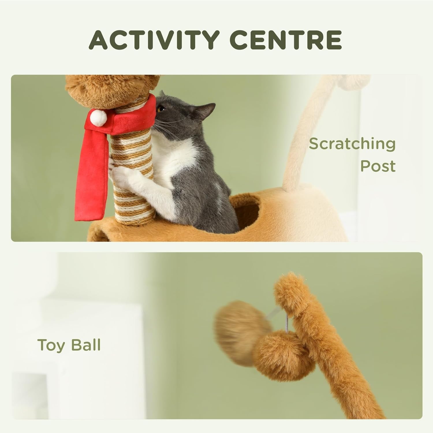 Cat Tree 98cm Indoor Tower with Tunnel Scratching Posts Toy Ball for Cats