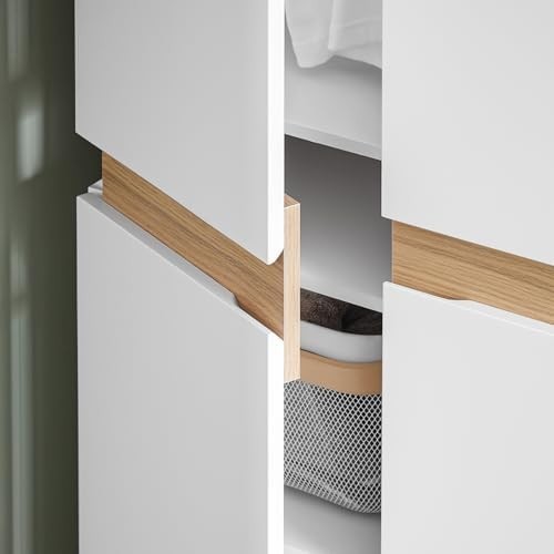 Slim White Wardrobe with Hanging Rail & Adjustable Shelves – Bedroom Storage