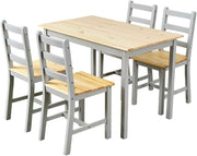 4 Seater Grey Pine Dining Table Set Wood Kitchen Room Furniture Compact