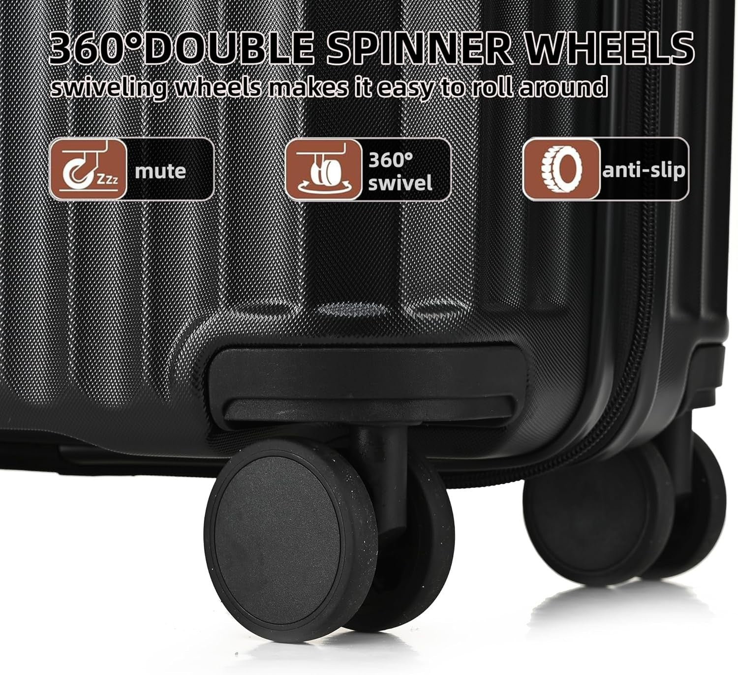 24 Inch Medium Hard Shell Suitcase PC ABS Lightweight 4 Spinner Lock Black