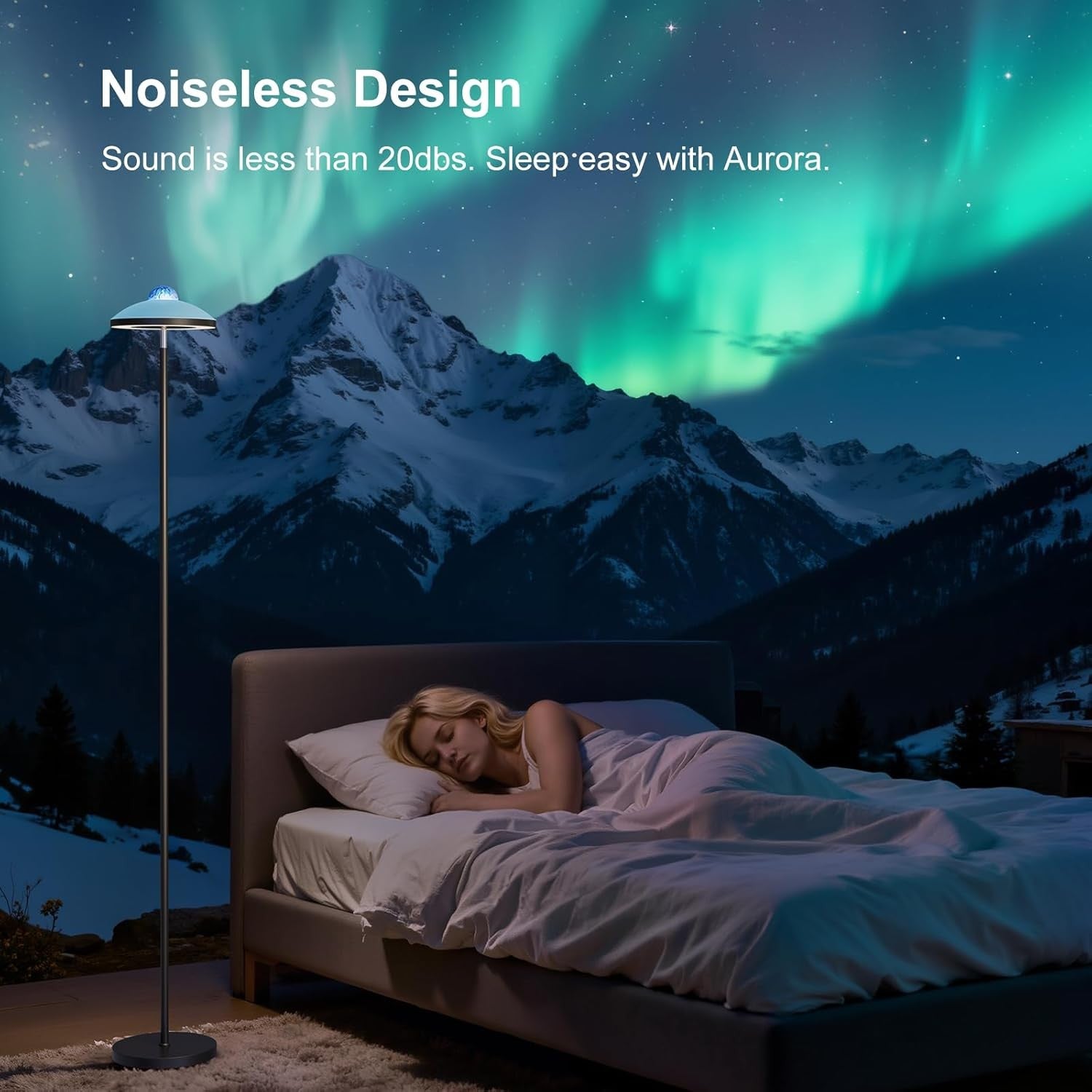 LED Uplighter Floor Lamp Aurora Projector Remote Touch Dimmable Mood Light