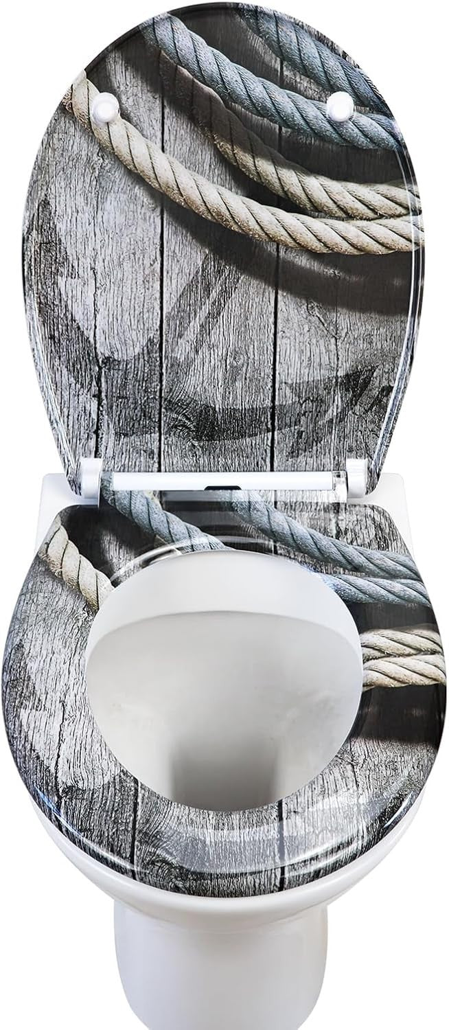 Duroplast Toilet Seat Soft Close Top Fix Colourful Patterns 45x37cm