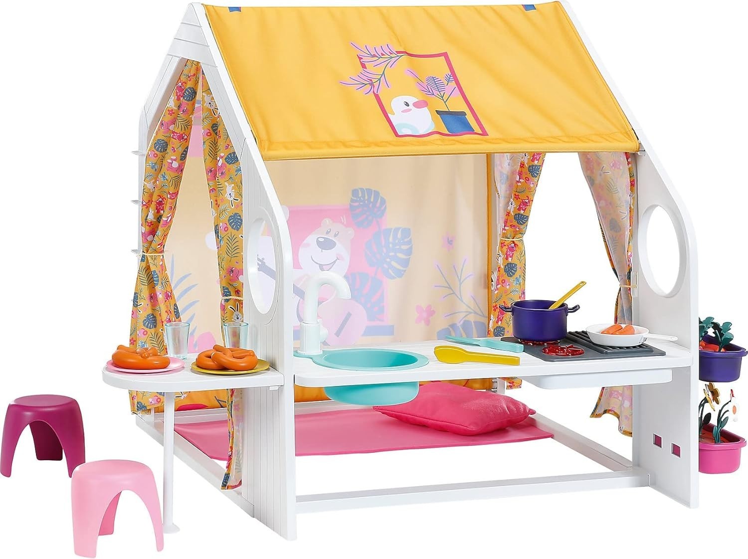 Kids Doll Playhouse Weekend House w Lights Sound Roof Accessories