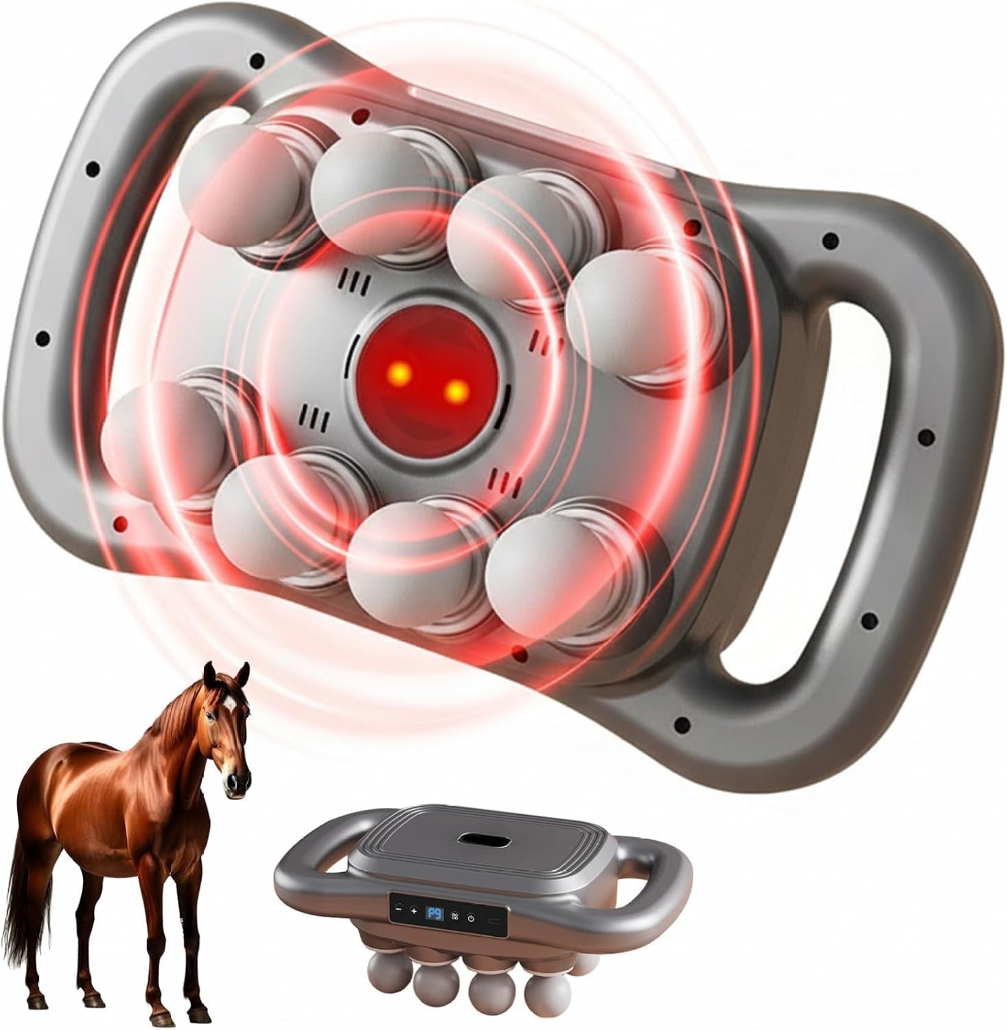 Multi Head Massage Gun Deep Tissue Muscle Relief 30 Intensities Red Light