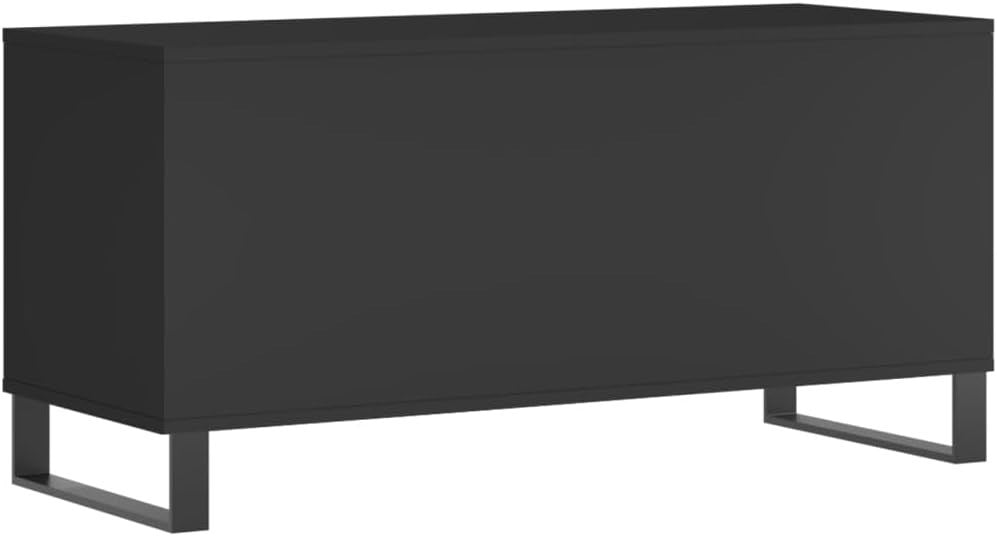 Black Wood Vinyl LP Cabinet w/ Iron Feet – 3-Tier Storage, Durable Build