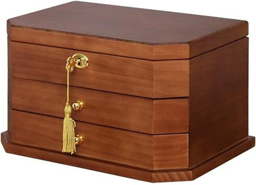 Extra Large Wooden Jewelry Box Combo Lock Velvet Organizer Cabinet