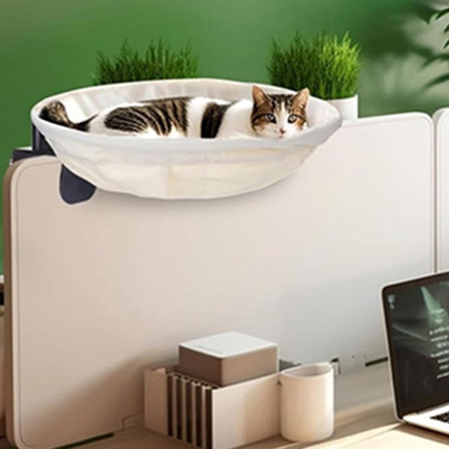 Detachable Cat Desk Hammock Space Saving Aluminum Perch Bed