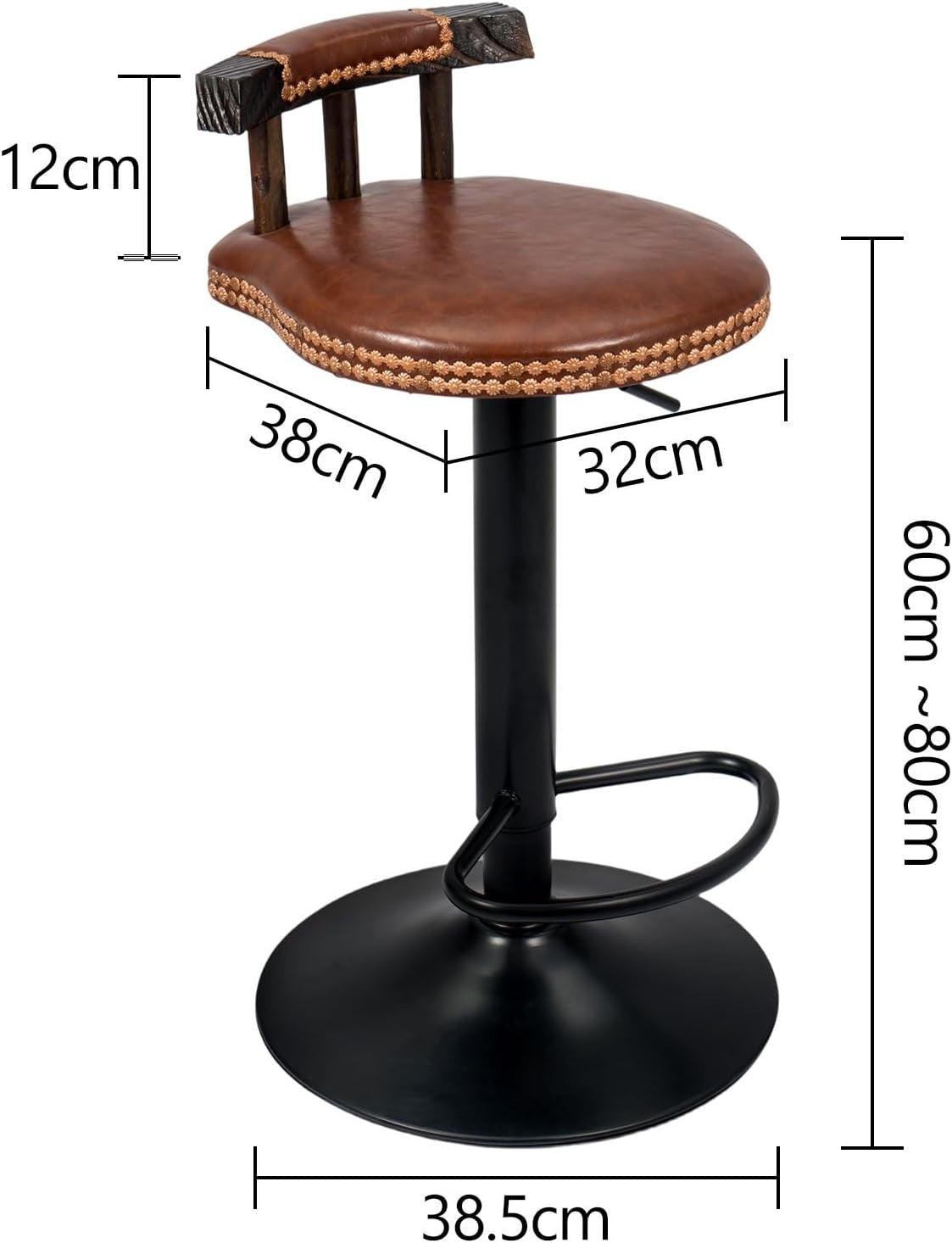 Retro Adjustable Swivel Bar Stool – Light Brown Kitchen Counter Chair