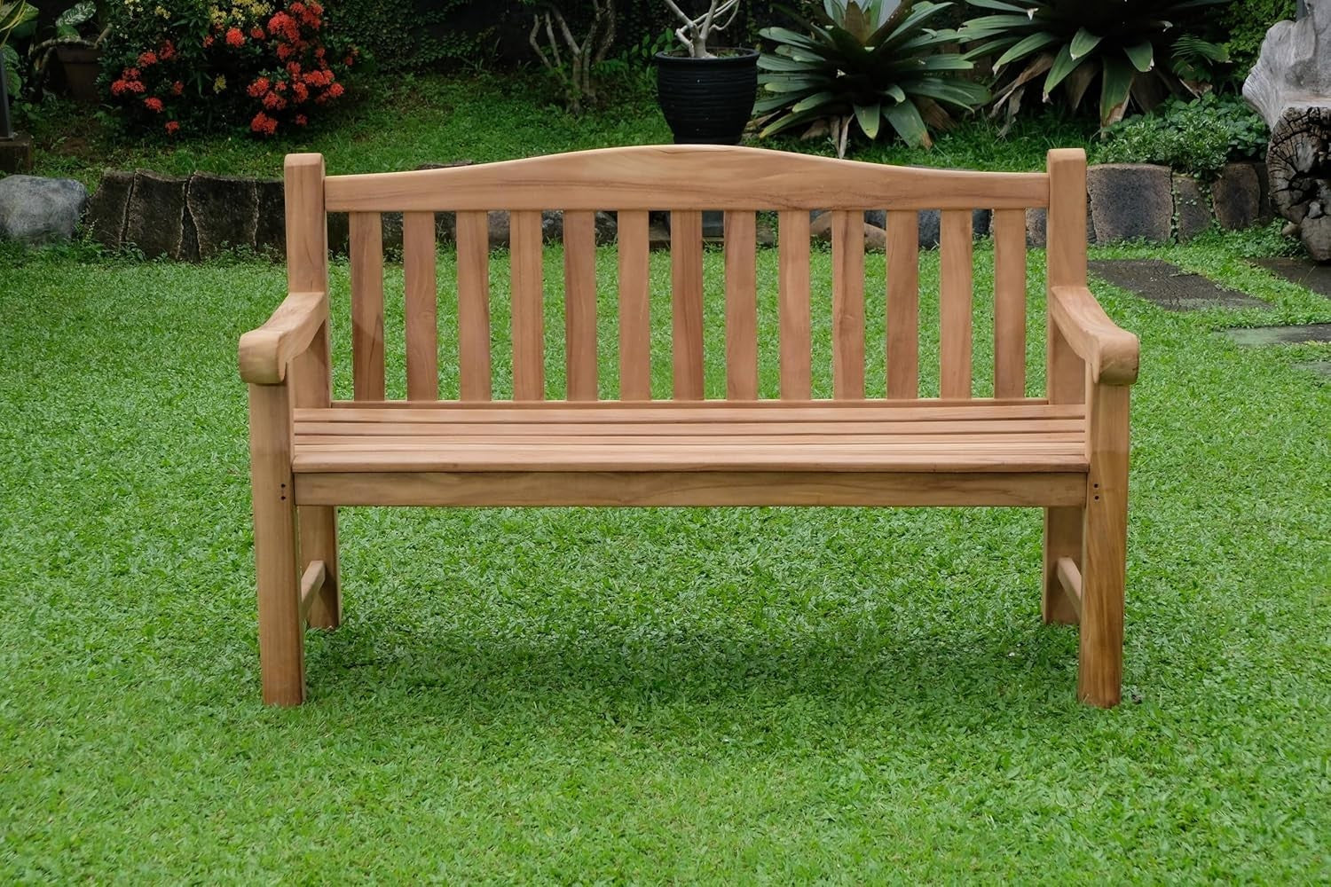 Solid Teak Wood Garden Bench Outdoor Patio Balcony 3 Seater Oxford
