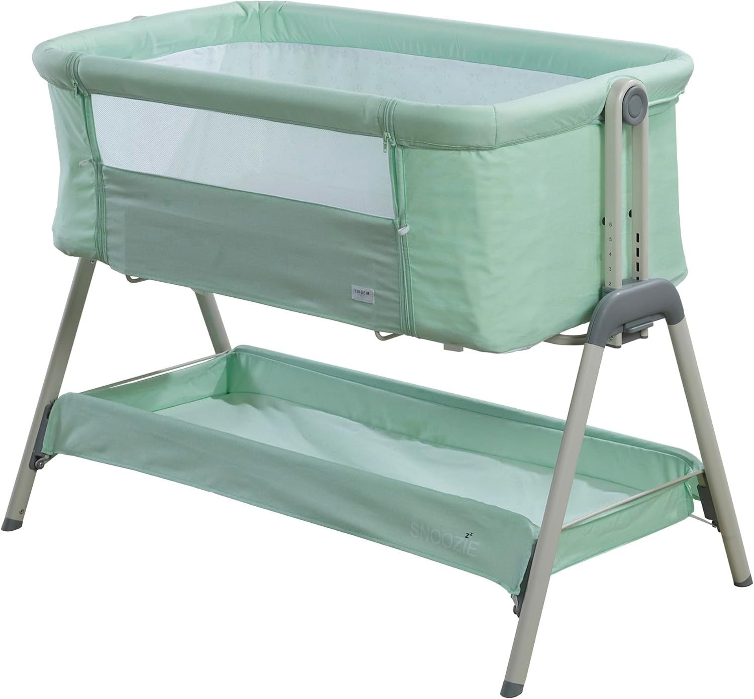 Adjustable Bedside Crib with Mesh Panel & Storage Shelf Baby Co Sleeper Green