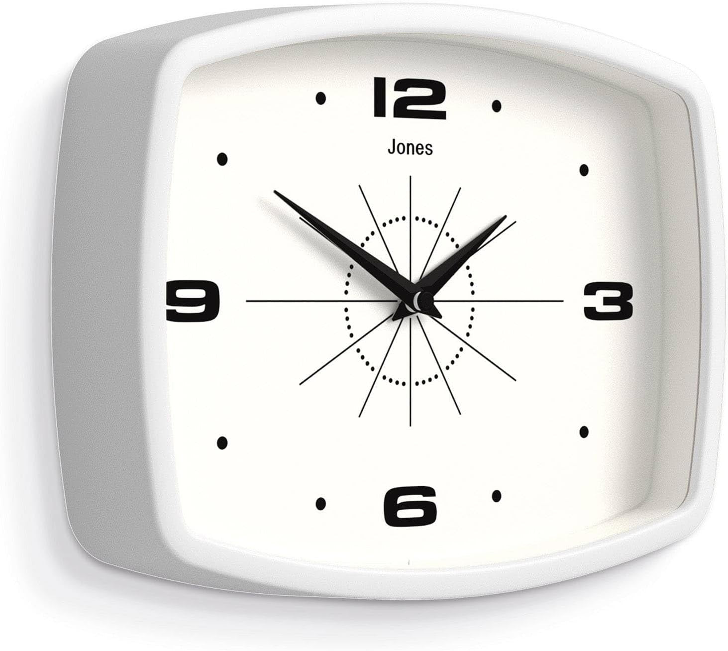 Retro 25cm Wall Clock Rectangle Silent White Modern Kitchen Living Room Decor